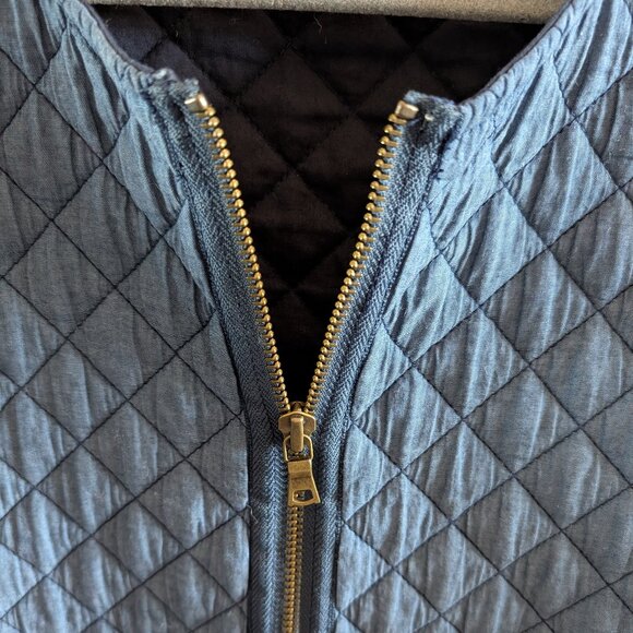 Gap Vintage Quilted Chambray Navy Blue Zip up Jacket Cotton Size Large - Picture 4 of 11